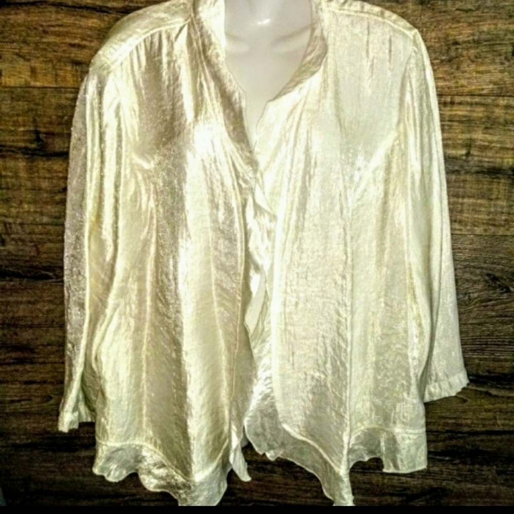 Ruby Rd. Evening Formal Jacket Size 16W Pearl Luster Elegant Ruffle - Picture 4 of 10